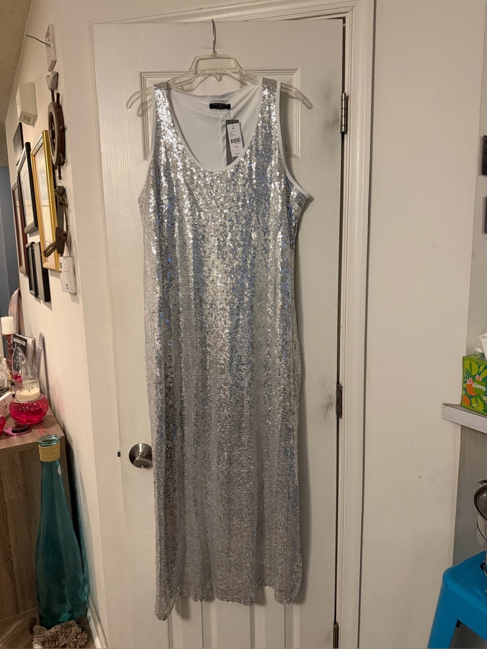 Lane Bryant Silver Sequin Maxi Dress